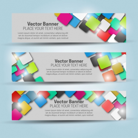 468x468 Vector Banner Templates With Colorful Squares Background Vectors