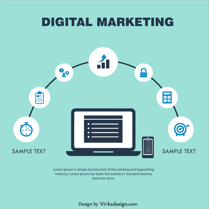 800x800 Online, Digital Marketing Info Graphics Vector Design