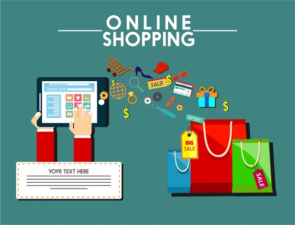 600x457 Online Shopping Design Elements Bags Computer And Symbols Free