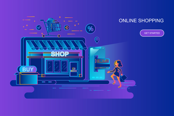 600x400 Online Shopping Flat Design Conpect Vector Free Download