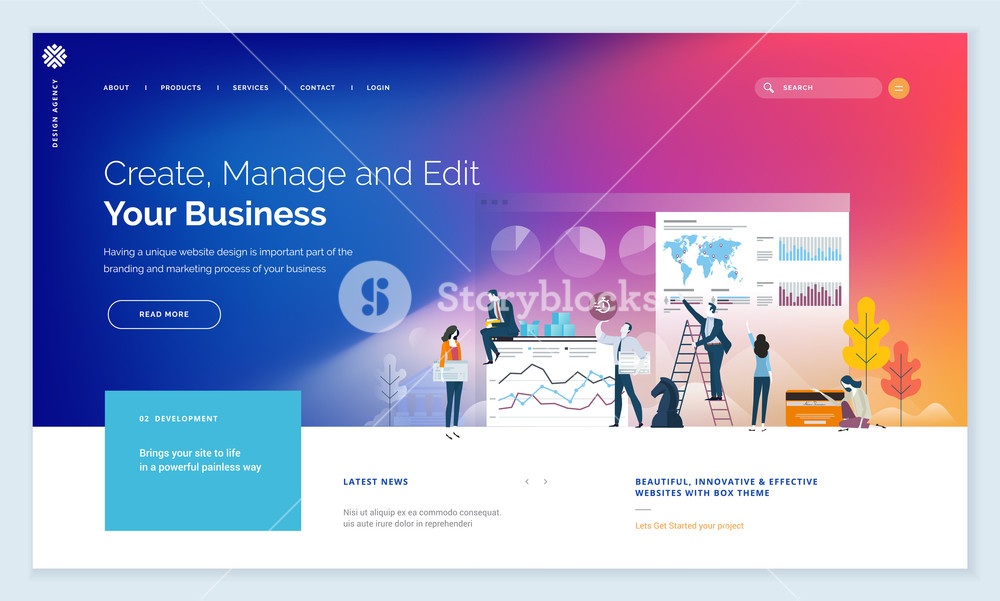 1000x601 Effective Website Template Design Modern Flat Design Vector