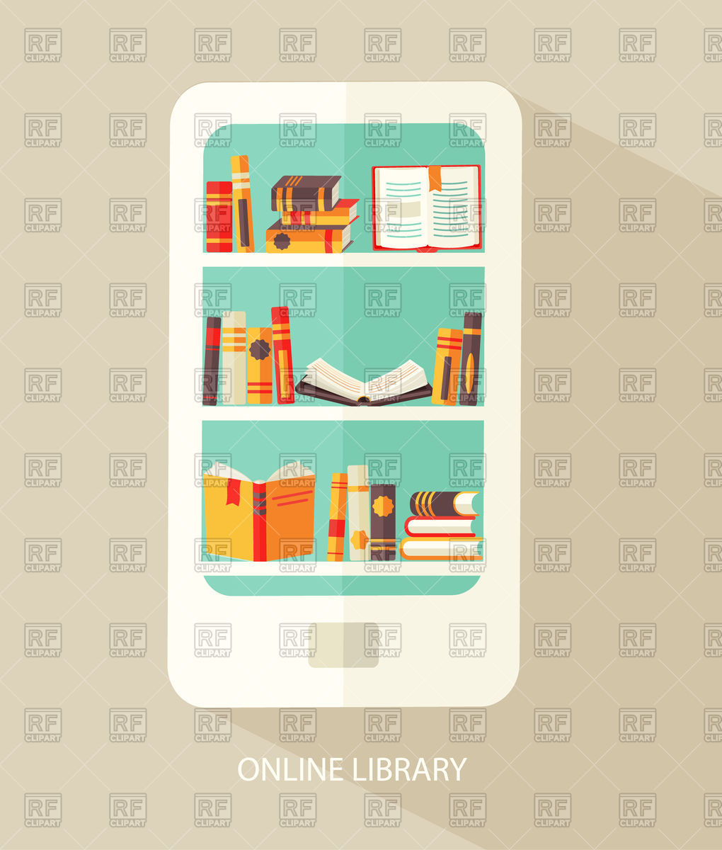 1020x1200 Flat Design Concept For Digital Library, Online Book Store, E