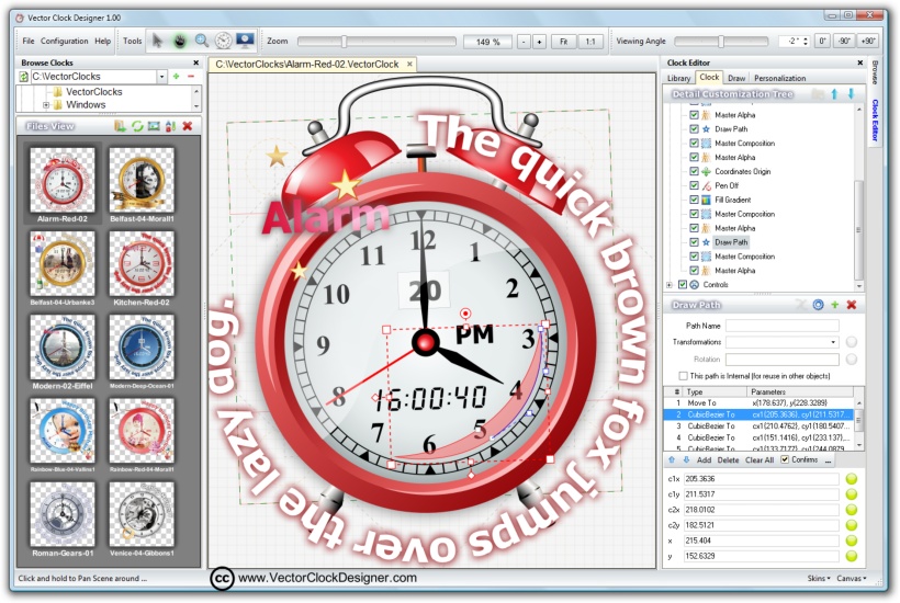 820x550 Vector Graphics Clock Designer Software