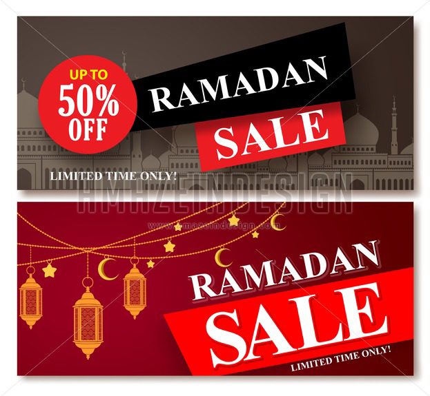 623x575 Ramadan Sale Vector Banner Designs Set For Shopping Discount