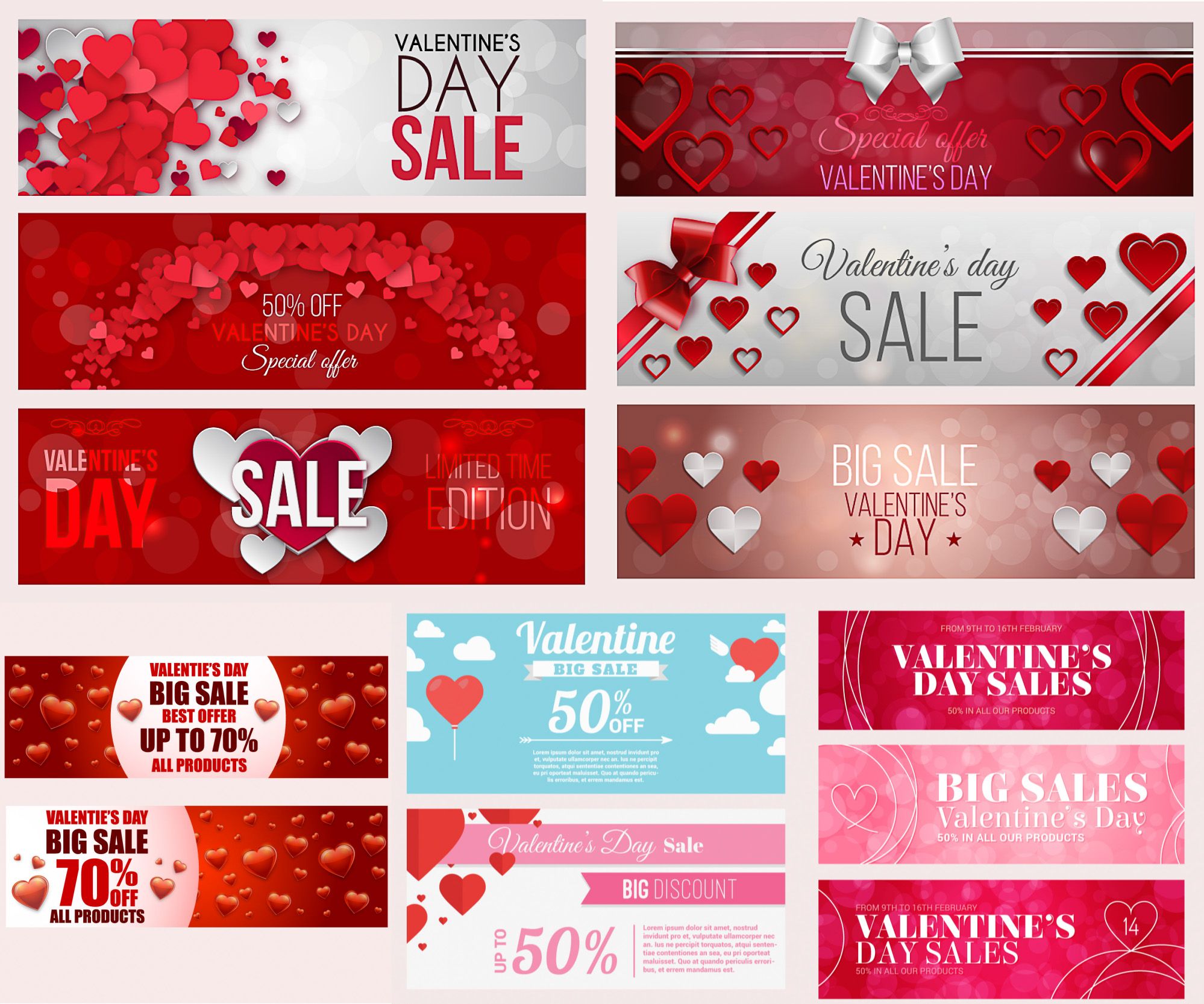 1998x1666 Set Of Vectors Valentine Sale Banners Designs In Red And Silver