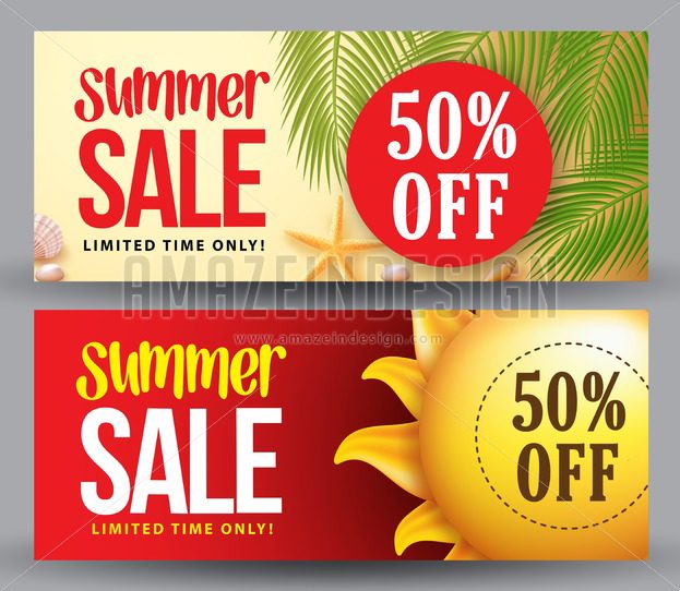 623x542 Summer Sale Vector Banner Set Of Designs For Summer Holiday