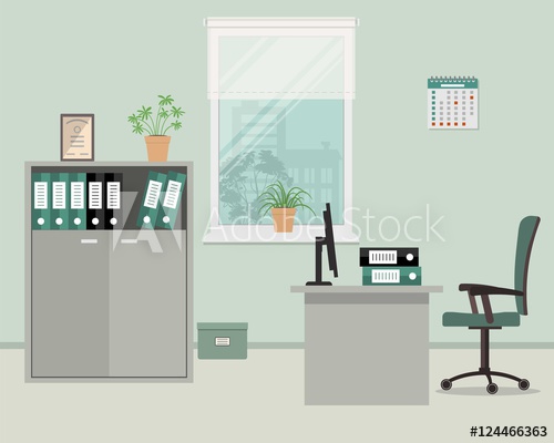 500x400 Workplace Of Office Worker In Grey Color There Are Such Objects