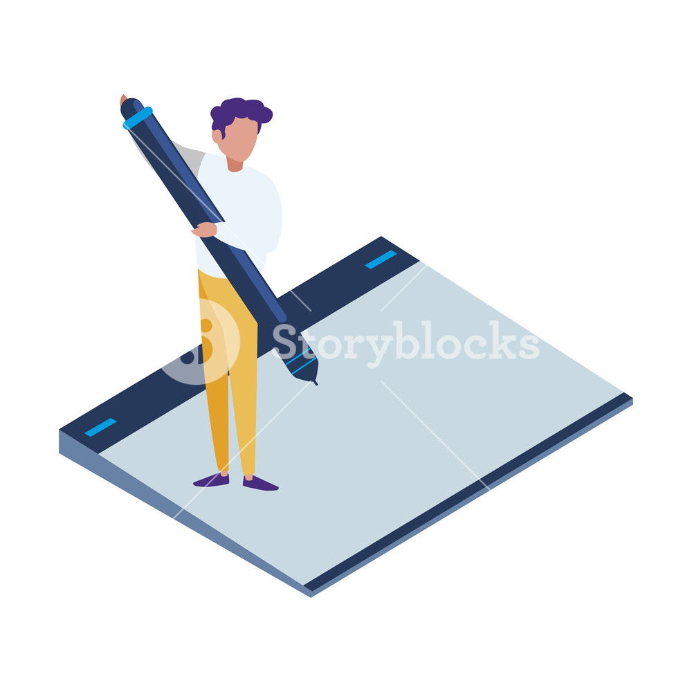 1000x1000 Graphic Design Board And Mini People Vector Illustration Design