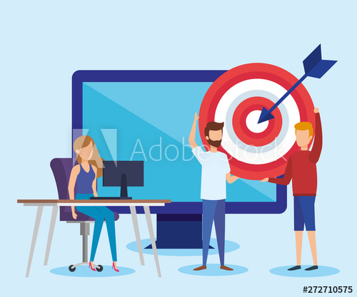 500x417 Mini People With Computer Vector Illustration