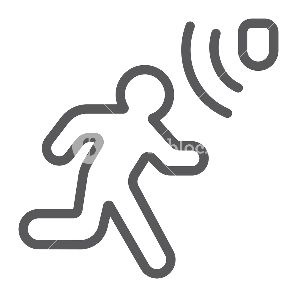 1000x1000 Motion Detection Line Icon, Security And Detector, Walking Man