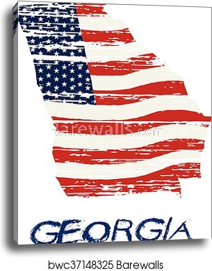 305x390 American Flag In Georgia Map Vector Grunge Style, Canvas Print
