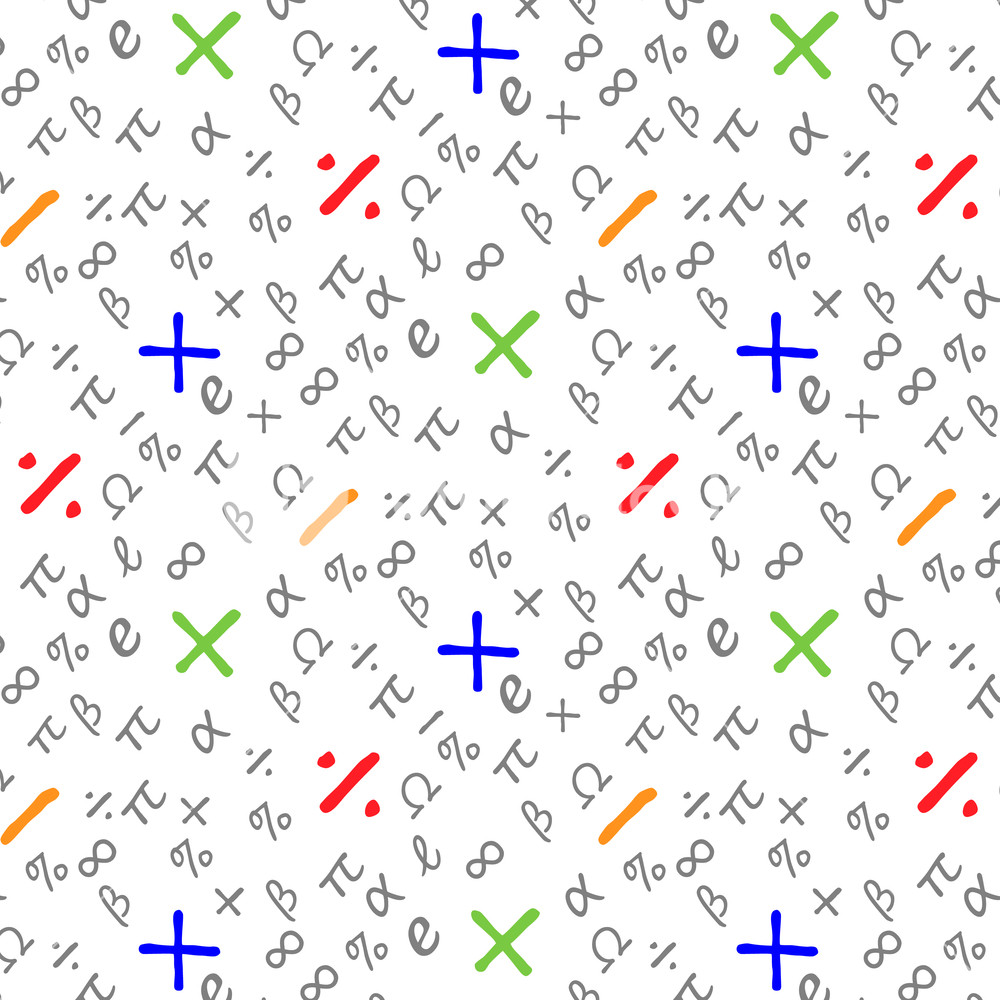 1000x1000 Mathematical Symbol Seamless Pattern Vector Illustration