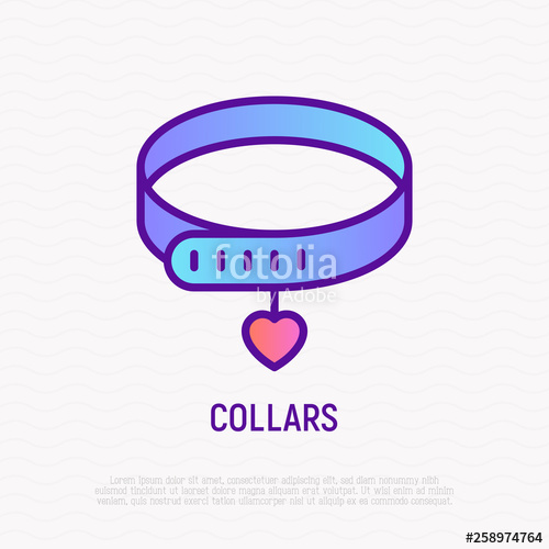 500x500 Dog Collar With Heart Thin Line Icon Modern Vector Illustration