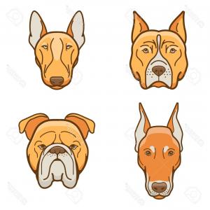 300x300 Photostock Vector Dog Faces Of Various Breeds Dobermann Bulldog