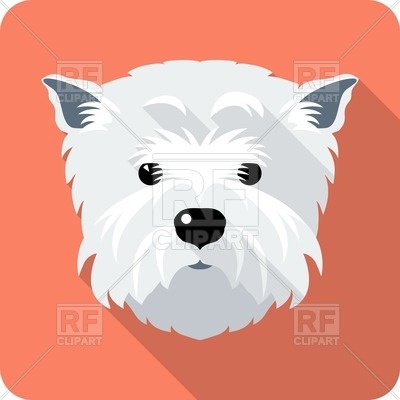 400x400 Vector Dog West Highland White Terrier Face Icon Flat Design
