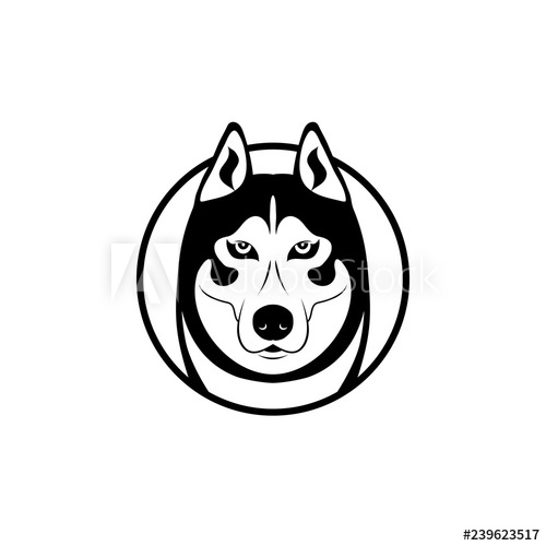 500x500 Wolf Head Vector Dog Animal Logo Black And White Symbol Husky