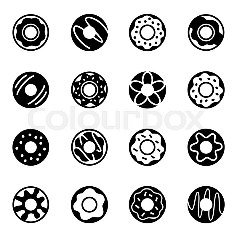 800x800 Vector Donut Icon Set On White Stock Vector Colourbox