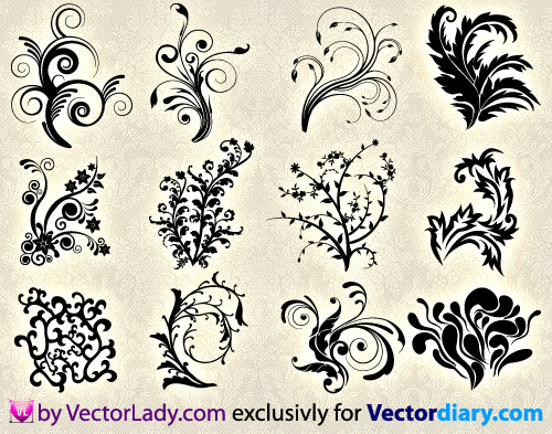 500x393 Vector Freebies Floral Curves