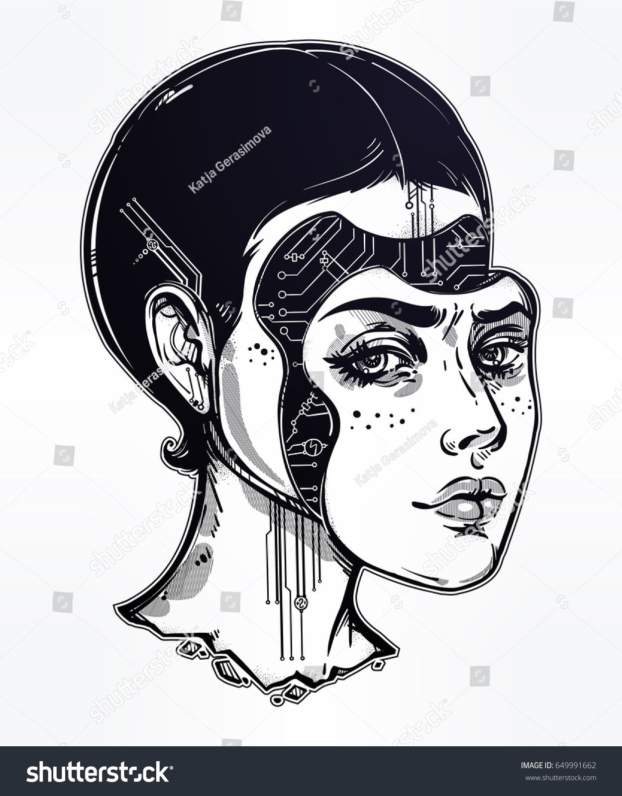 1250x1600 Robot Or Cyborg Girl Portrait Beautiful Female Android Face