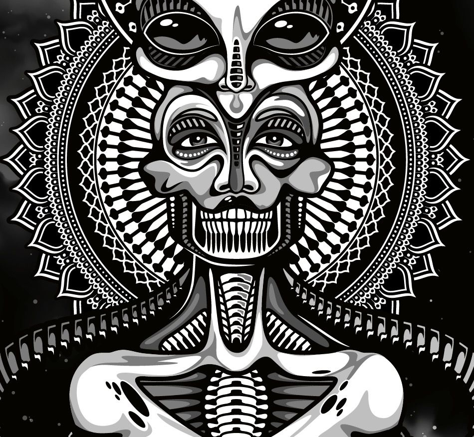 950x876 Scifi Android Mandala Robot Space Galaxy Sciencefiction Drawing