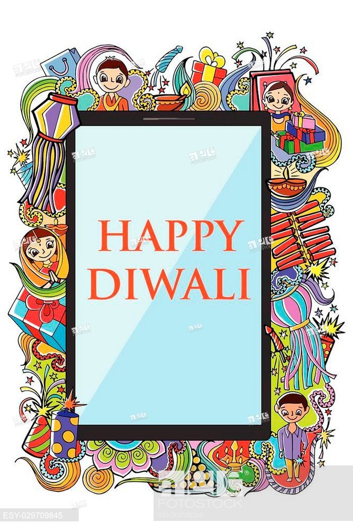 699x1049 Vector Illustration Of Happy Diwali Doodle Drawing For Mobile