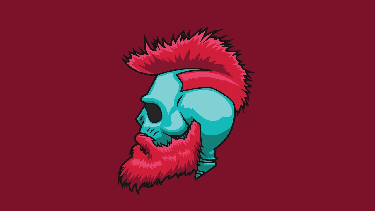 1280x720 Skull In Beard Vector Drawing In Adobe Illustrator