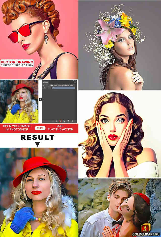 650x957 Vector Drawing Photoshop Action Goldclipart Ru