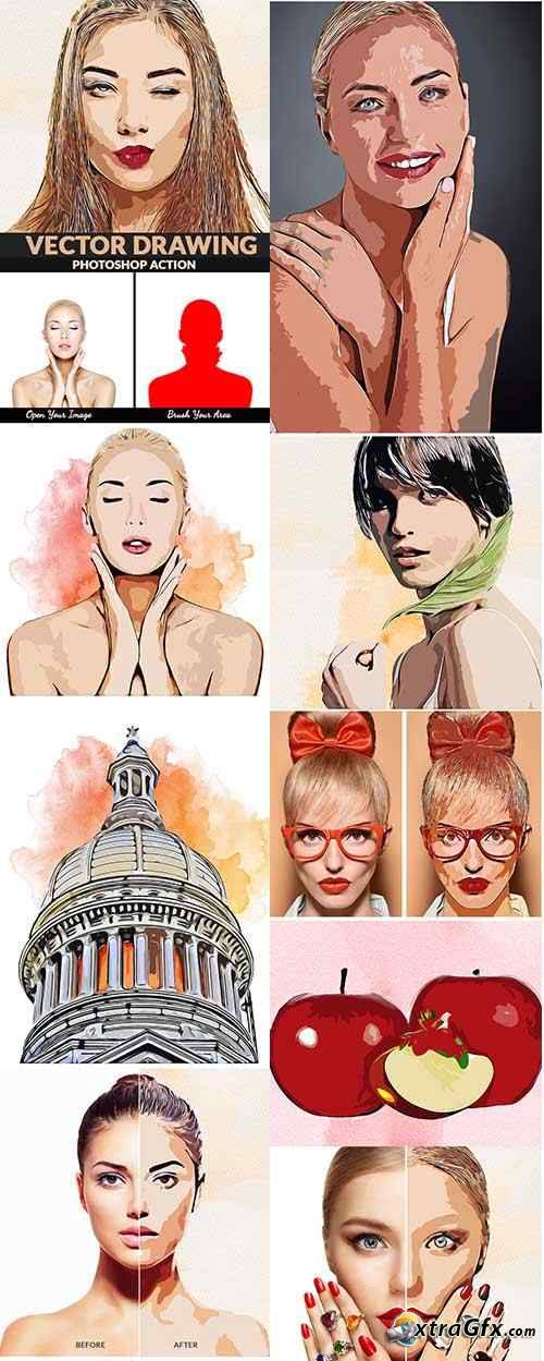 500x1249 Vector Drawing Photoshop Action Xtragfx Creating