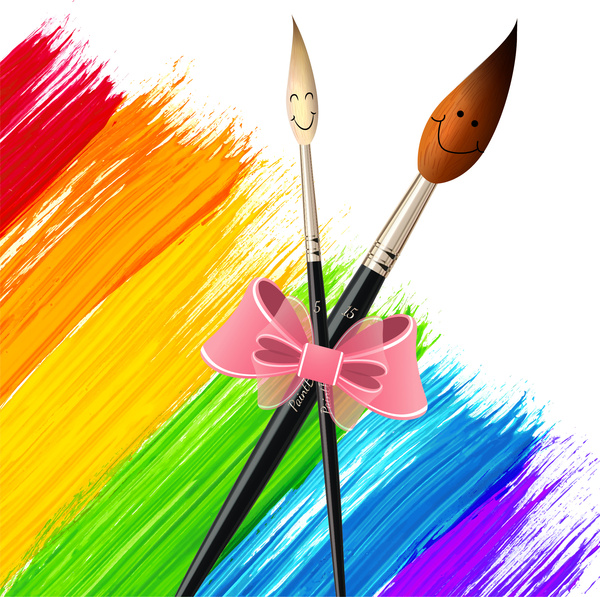 600x597 Paintbrush Drawing Tool Colorful Background Free Vector In Adobe