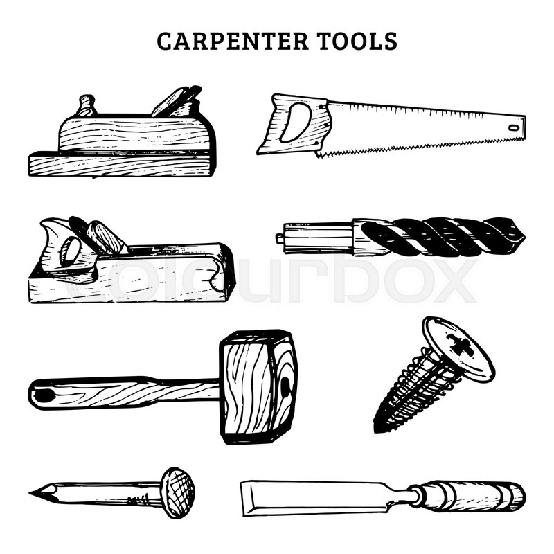 800x800 Vector Drawing Of Carpentry Tools Stock Vector Colourbox