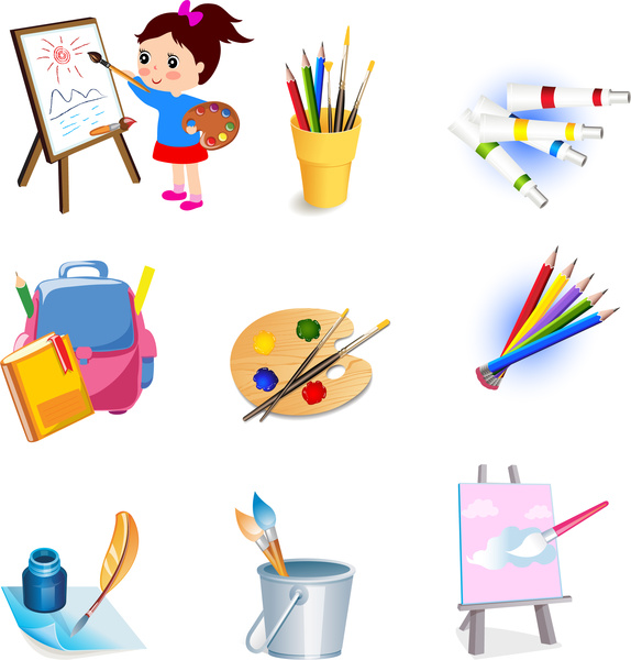 574x600 Drawing Tools Icons Set Free Vector In Adobe Illustrator