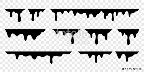 500x250 Black Melt Drips Or Liquid Vector Paint Drops Stock Image
