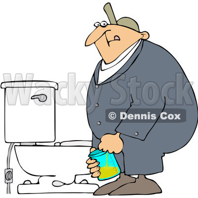 400x400 Royalty Free Vector Clip Art Illustration Of A Man Peeing In A Cup
