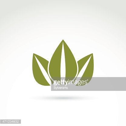 416x416 Green Crown Created From Three Leaves, Vector Ecology E Premium