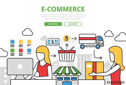 E Commerce Online Shopping Sale Delivery Vector Flat Line Art 500x337 E Commerce Online Shopping Sale Delivery Vector Flat Line Art