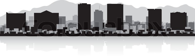 800x232 El Paso City Skyline Silhouette Stock Vector Colourbox
