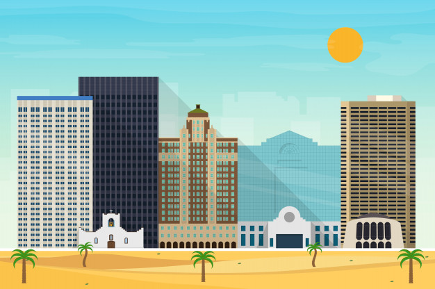 626x416 El Paso City Skyline Illustration Vector Premium Download
