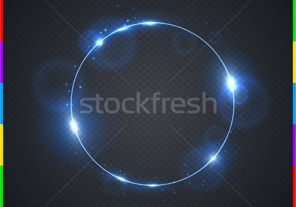 600x420 Vector Electric Blue Frame With Light Effect Flare And Sparks