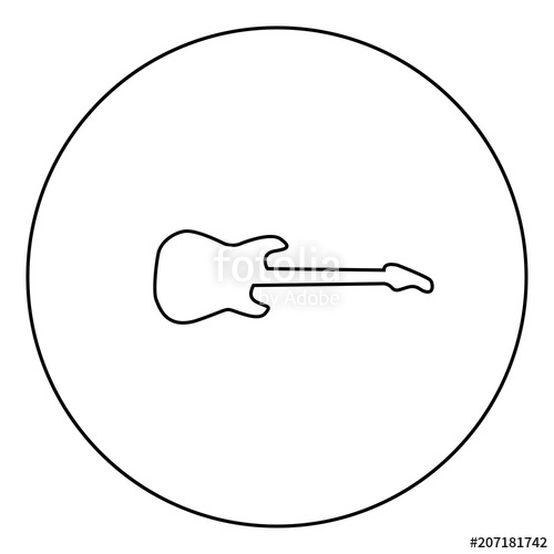 500x500 Electric Guitar Black Icon In Circle Outline Stock Image