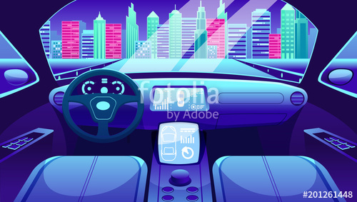 500x283 Electric Vehicle Dashboard Of Smart Car Virtual Control Of City