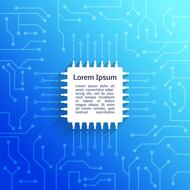 626x626 Electronic Device Circuit Board Bright Blue Background Poster