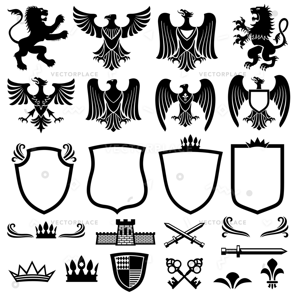 1000x1000 Family Coat Arms Elements For Heraldic Vector Illustration