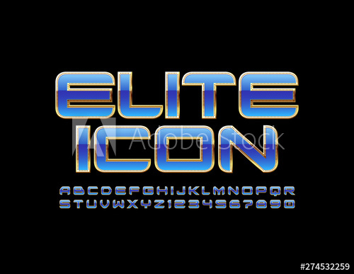 500x387 Vector Elite Icon Techno Style Font Golden And Blue Uppercase