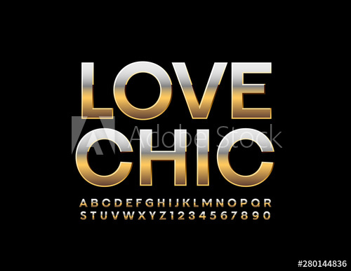 500x387 Vector Elite Sign Love Chic With Golden Font Reflective Uppercase