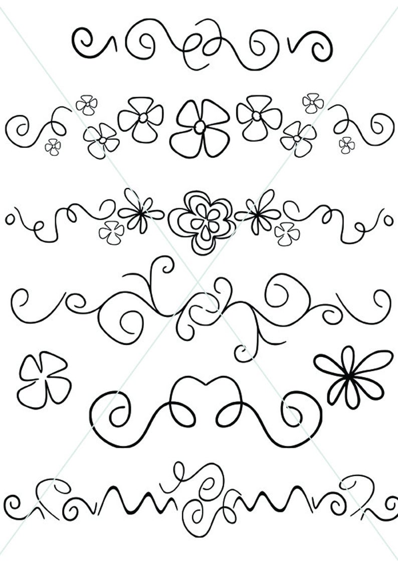 794x1124 Hippie Text Dividers Whimsical Lines Ornamental Borders Etsy