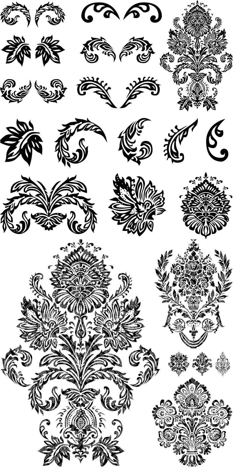 800x1600 Ornate Flourish Embellishments Vector Stencils Damask Stencil