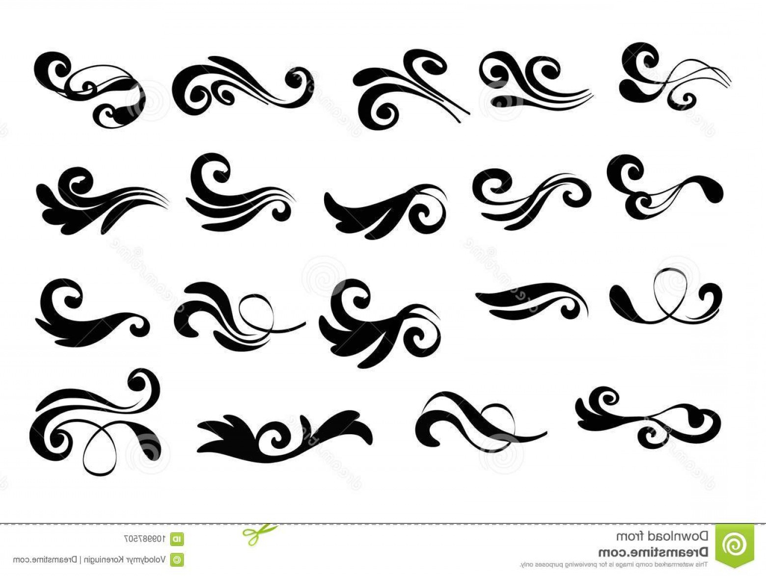 1560x1174 Swirly Line Curl Patterns Isolated White Background Vector F