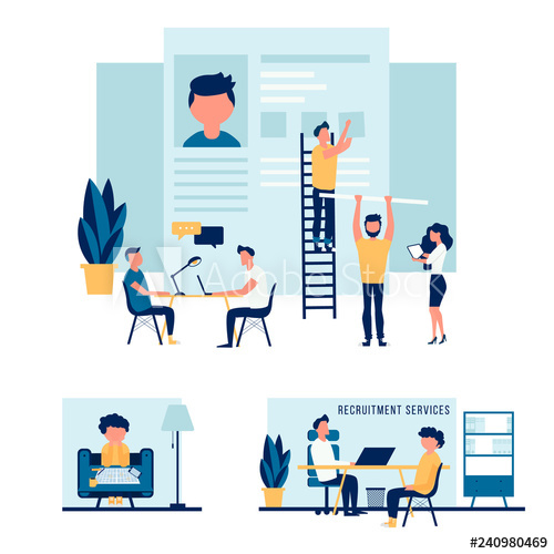 500x500 Job Agency Job Interview, Recruitment Agency Vector Illustration