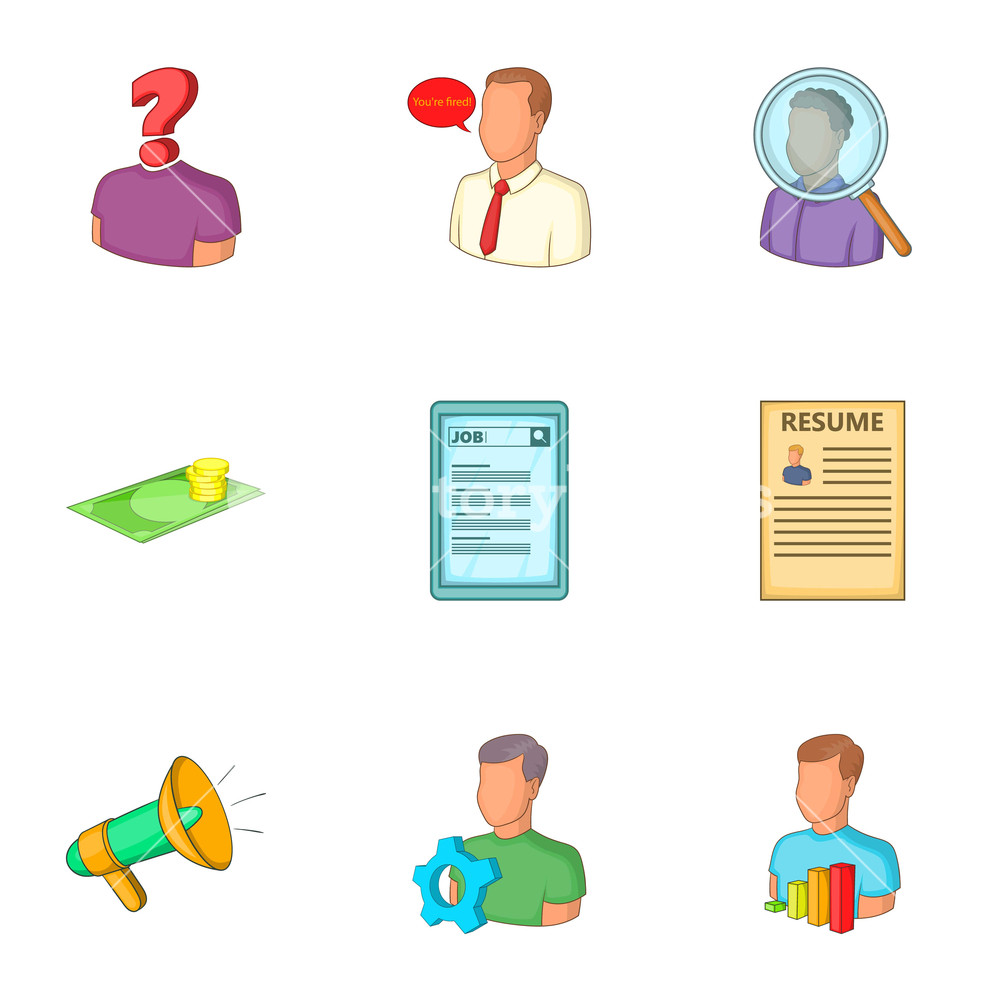 1000x1000 Employment Agency Icons Set Cartoon Illustration Of Employment