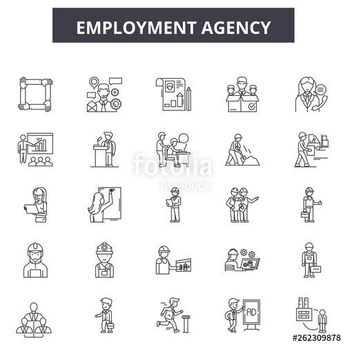 500x500 Employment Agency Line Icons, Signs Set, Vector Employment Agency
